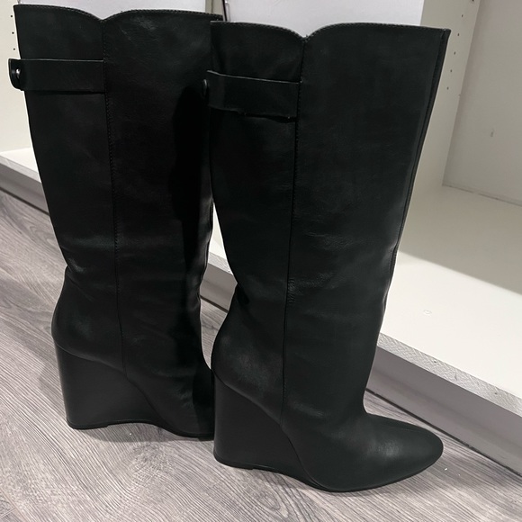 Zara genuine leather black wedge boots - Picture 8 of 15